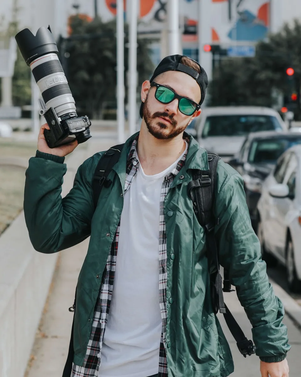 Le photographe et son reflex, en extérieur